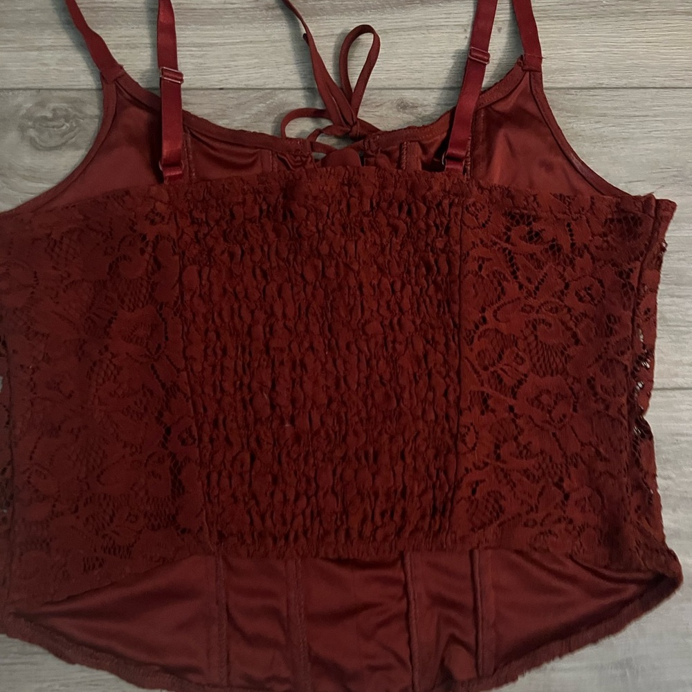 Torrid fire brick Lace Corset Crop Top - Picture 4 of 9